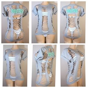 Gray Custom Boston Celtics  Tshirt